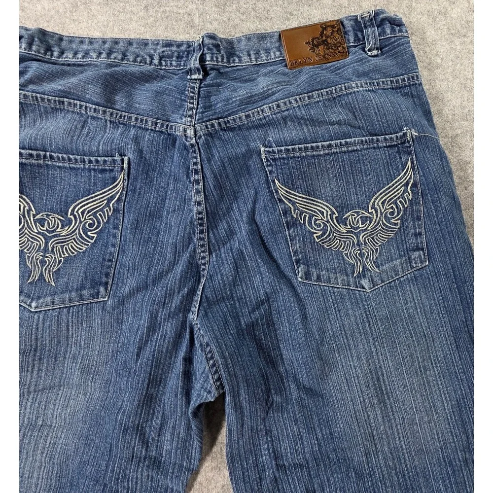 Vtg BKLYN Brooklyn Mens 50 Blue Jean Baggy Denim Jorts Y2K Hip Hop Shorts